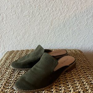 Green Perforated Mules